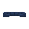 Mafalda 142" Navy Linen Textured Fabric Upholstered 6pc. Modular Sectional - Sec6D