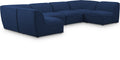 Mafalda 142" Navy Linen Textured Fabric Upholstered 6pc. Modular Sectional - Sec6D
