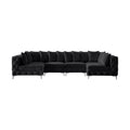 Thornbury 139" Black Velvet Upholstered 6pc. Modular Sectional - Sec6B