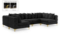 Thornbury 139" Black Velvet Upholstered 6pc. Modular Sectional - Sec6B