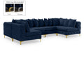 Thornbury 139" Navy Velvet Upholstered 6pc. Modular Sectional - Sec6B