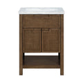 Severine 24" Brown Genuine Carrara Marble And Solid Wood Bathroom Vanity