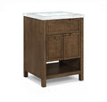 Severine 24" Brown Genuine Carrara Marble And Solid Wood Bathroom Vanity
