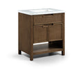 Severine 30" Brown Genuine Carrara Marble And Solid Wood Bathroom Vanity
