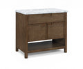 Severine 36" Brown Genuine Carrara Marble And Solid Wood Bathroom Vanity