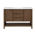 Severine 48" Brown Genuine Carrara Marble And Solid Wood Bathroom Vanity
