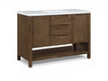 Severine 48" Brown Genuine Carrara Marble And Solid Wood Bathroom Vanity