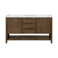 Severine 60" Brown Genuine Carrara Marble And Solid Wood Bathroom Vanity