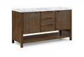 Severine 60" Brown Genuine Carrara Marble And Solid Wood Bathroom Vanity