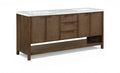Severine 72" Brown Genuine Carrara Marble And Solid Wood Bathroom Vanity