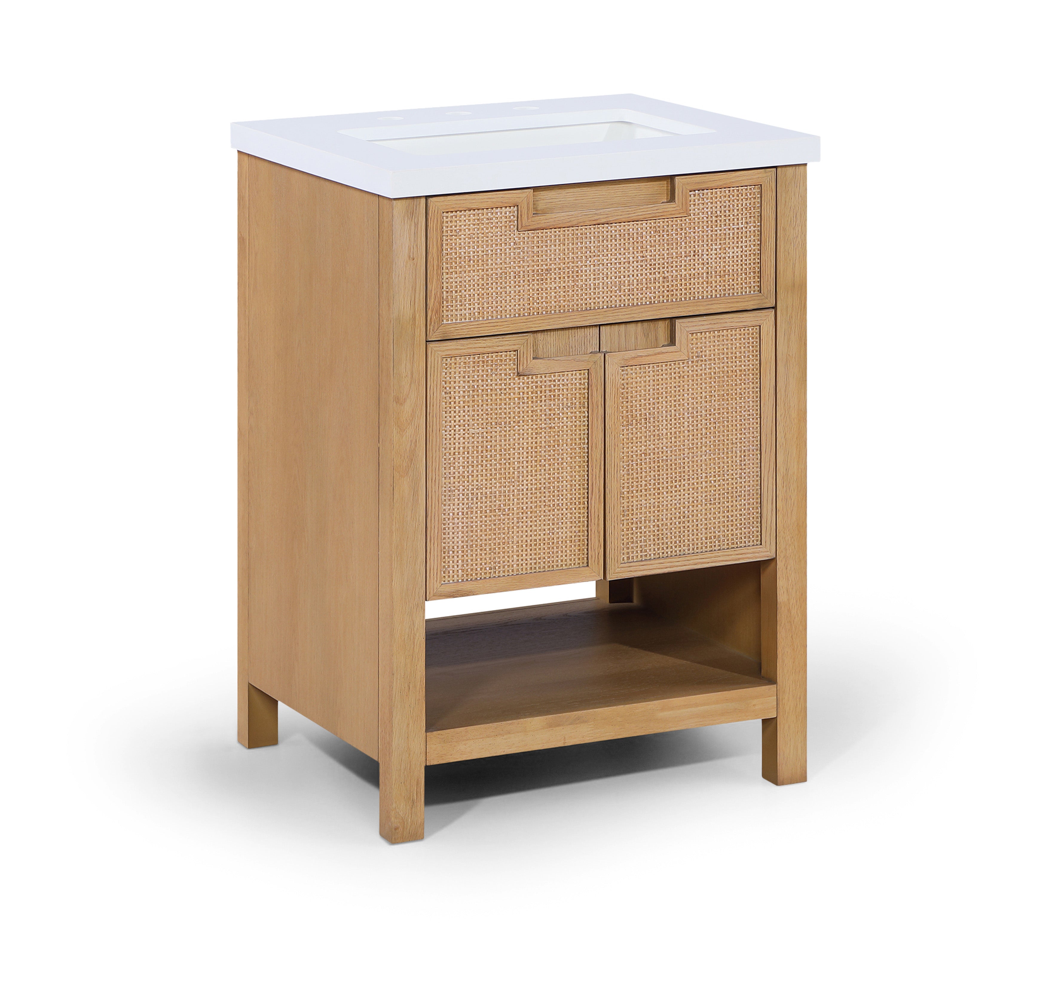 Severine 24" Natural Engineered Stone And Solid Wood Bathroom Vanity
