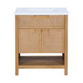 Severine 30" Natural Engineered Stone And Solid Wood Bathroom Vanity
