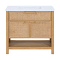 Severine 36" Natural Engineered Stone And Solid Wood Bathroom Vanity