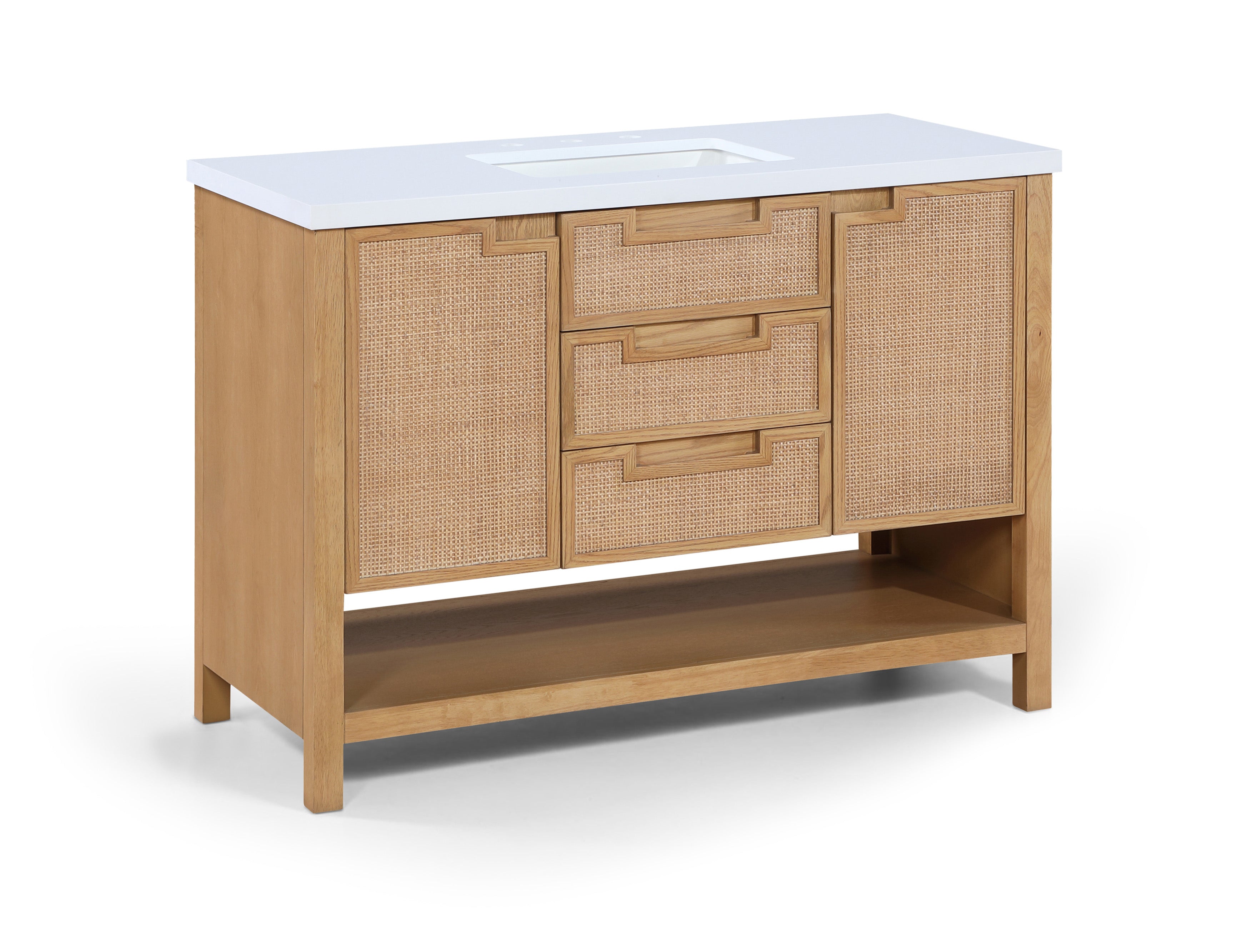 Severine 48" Natural Engineered Stone And Solid Wood Bathroom Vanity