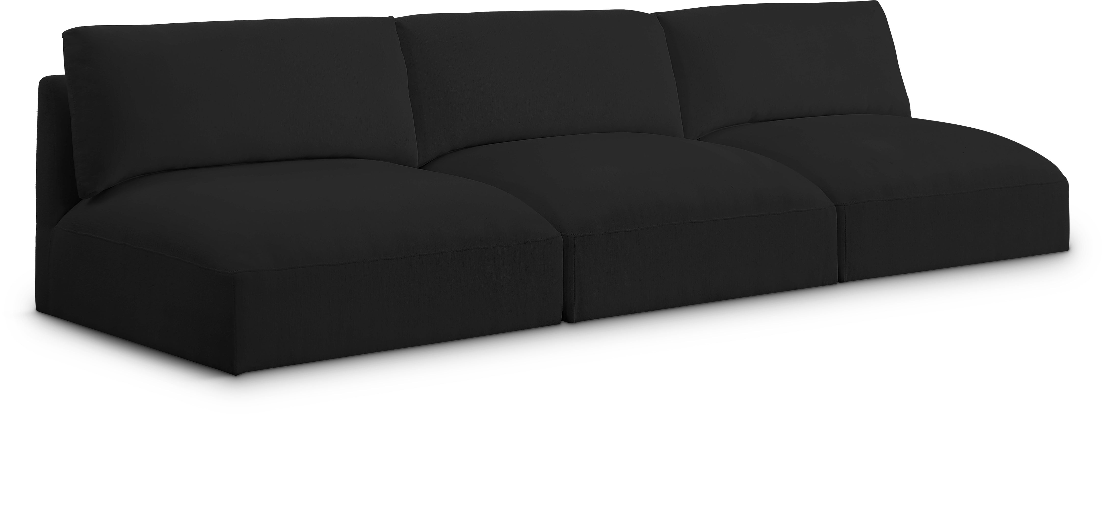 Elsie 114" Fabric Upholstered 3pc. Armless Modular Sofa