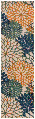 Aloha Blue Green Tropical Polypropylene Area Rug