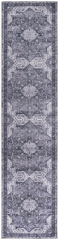Nourison Washables Charcoal Grey Vintage Polyester Area Rug