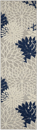 Aloha Ivory Navy Tropical Polypropylene Area Rug
