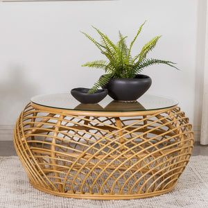 Dahlia Round Woven Rattan Coffee Table in Natural