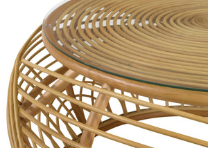 Dahlia Round Woven Rattan Coffee Table in Natural