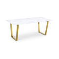 Cavallino 78" Gold Marble Veneer Top And Gold Steel Base Dining Table