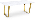 Cavallino 78" Gold Marble Veneer Top And Gold Steel Base Dining Table