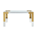 Chinon 60" Gold Glass Top, Acrylic And Steel Base Dining Table
