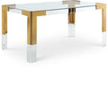 Chinon 60" Gold Glass Top, Acrylic And Steel Base Dining Table