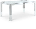 Chinon 60" Chrome Glass Top, Acrylic And Steel Base Dining Table