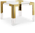 Chinon 38" Gold GlassTop, Acrylic And Steel Base Dining / Game Table