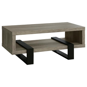 Dinard Coffee Table with Shelf in Grey Driftwood