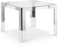 Chinon 38" Chrome Glass Top, Acrylic And Steel Base Dining / Game Table