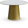 Shoshana 50" Gold Genuine Marble Top And Metal Base Dining Table