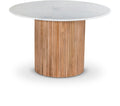 Natalia 47" Natural Genuine Marble Top And Mango Wood Base Dining Table
