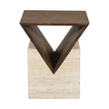 Novella Brown Travertine And Mango Wood End Table