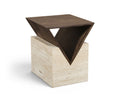 Novella Brown Travertine And Mango Wood End Table
