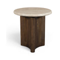 Palladia Brown Travertine And Mango Wood End Table