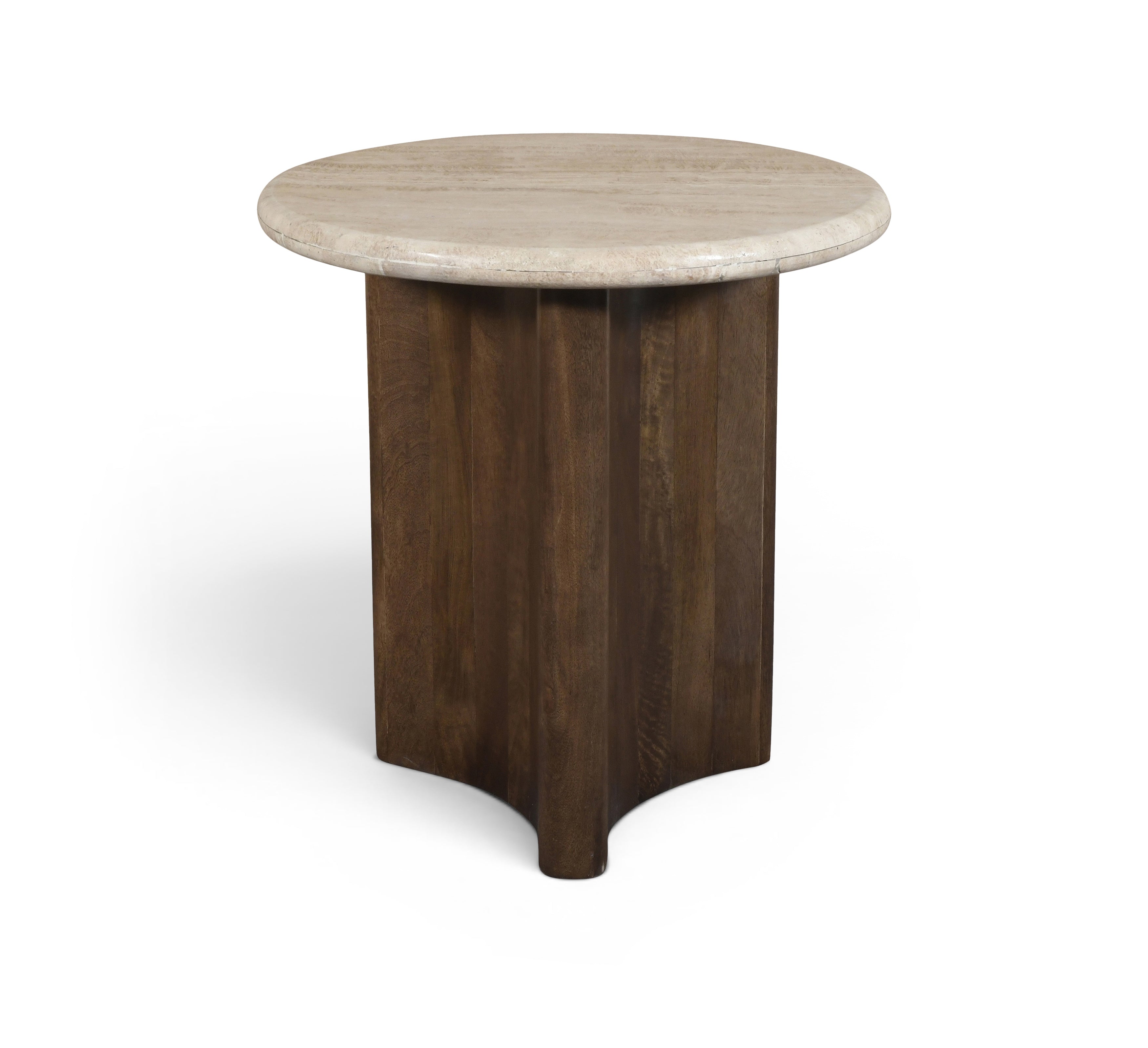 Palladia Brown Travertine And Mango Wood End Table