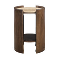 Savoie Brown Travertine And Mango Wood End Table