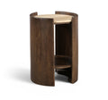 Savoie Brown Travertine And Mango Wood End Table