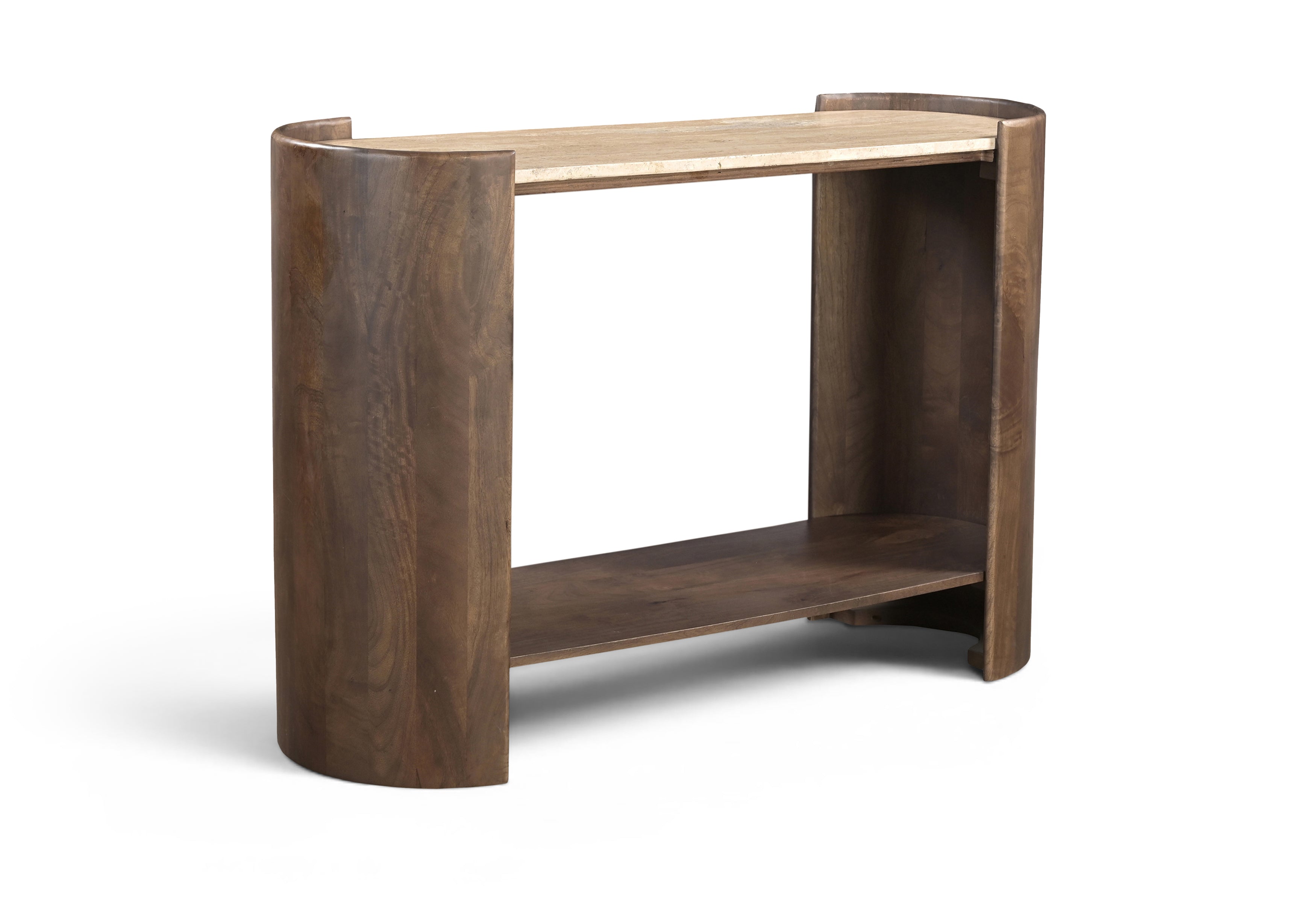 Savoie Brown Travertine And Mango Wood Console Table