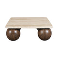 Solenne Brown Travertine And Mango Wood Coffee Table