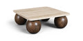 Solenne Brown Travertine And Mango Wood Coffee Table