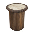 Esperanza Beige / Brown Genuine Marble And Mango Wood End Table