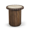 Esperanza Beige / Brown Genuine Marble And Mango Wood End Table