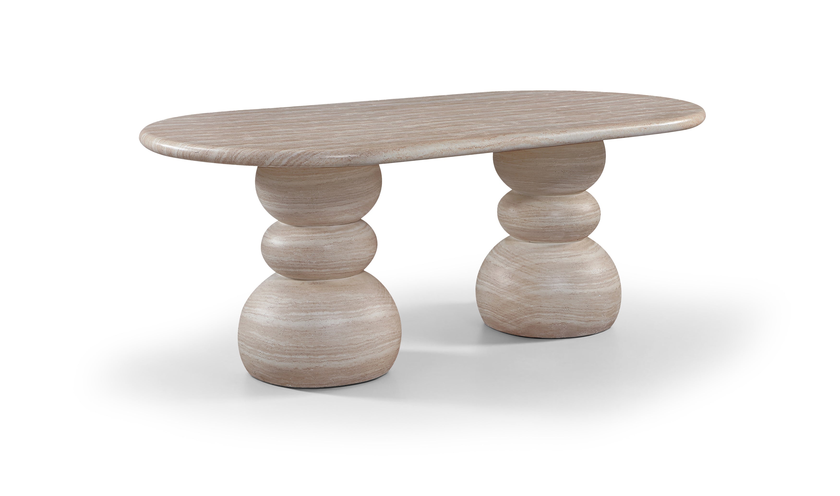 Merano 78.75" Travertine Concrete Indoor / Outdoor Dining Table (3 Boxes)