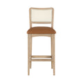 Augustine Cane Back And Vegan Leather Upholstered Bar Stool