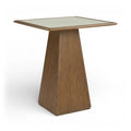 Augustine Brown Walnut Glass And Cane Top With Solid Wood Base Bar Height Table