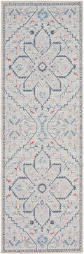 New Concept Washables Ivory Blue Farmhouse Polyester Area Rug