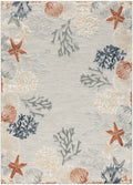 Suncoast Grey Multicolor Coastal, Nautical & Beach Polypropylene Area Rug